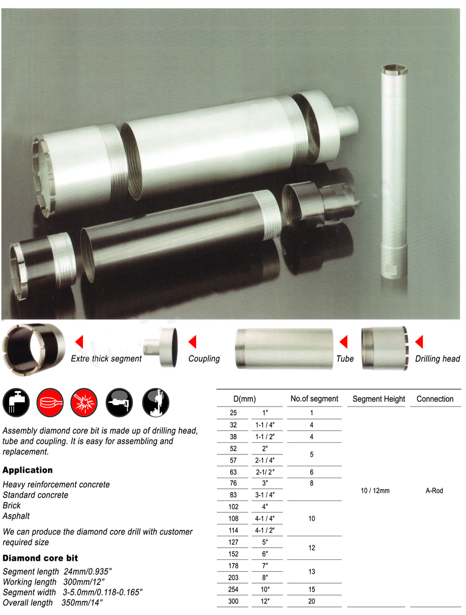 Assemly Diamond Core Bit